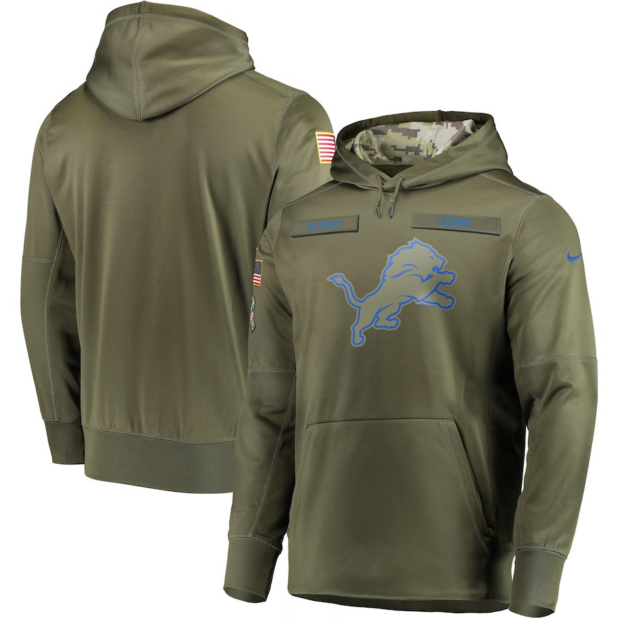 Men Detroit Lions Nike Olive Salute To Service KO Performance Hoodie Green->miami dolphins->NFL Jersey